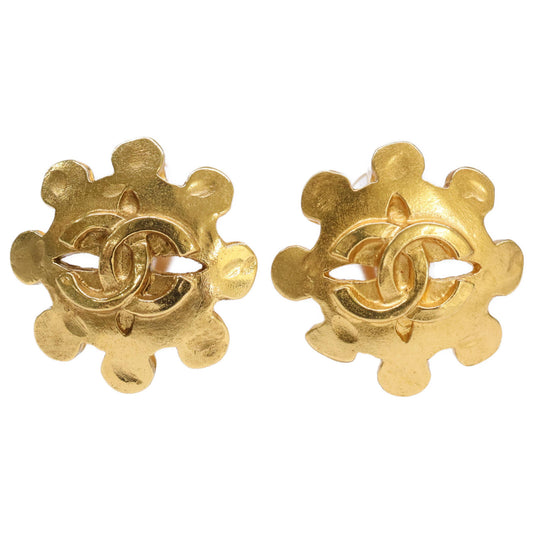 CHANEL 94P Coco Mark Earrings, Gold, Women's
