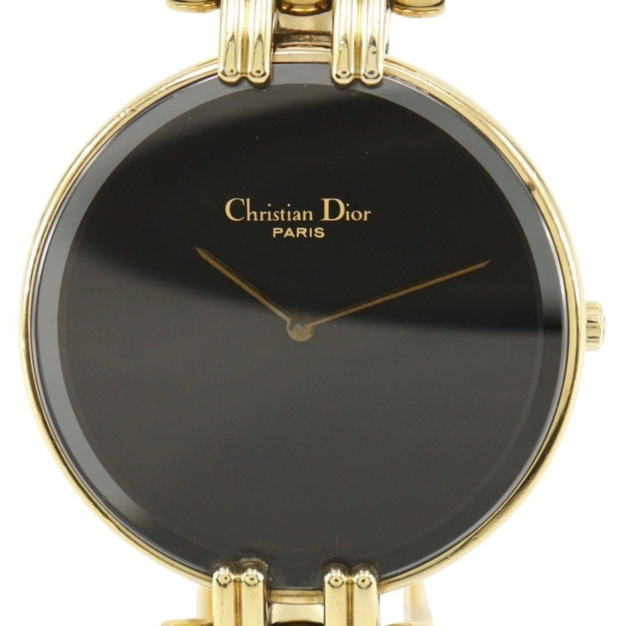 Christian Dior Bakira Watch 47 154-2 Gold Plated Quartz Analog Display Black Dial Men's — Good