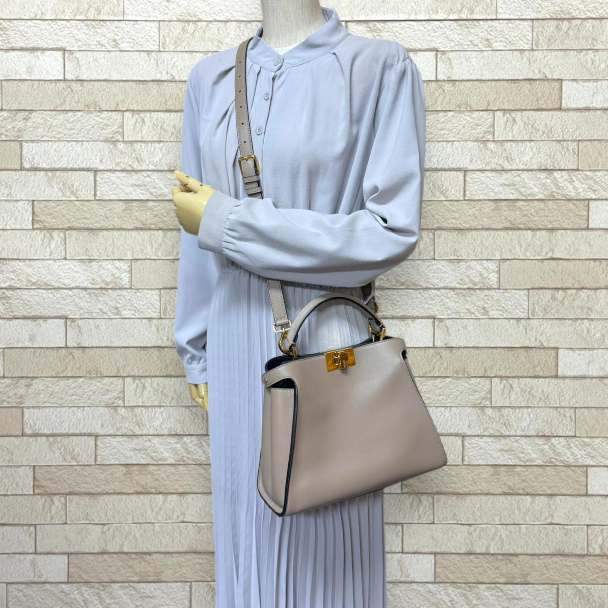 Fendi Peekaboo Iconic Essential Shoulder Bag Leather 8BN302 Beige Women's FENDI