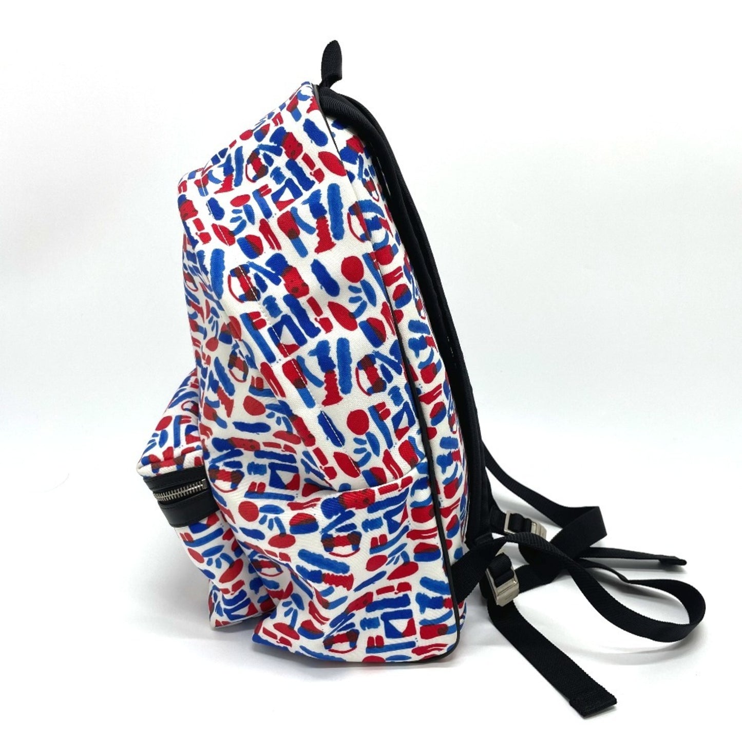 SAINT LAURENT 326865 Multi Allover Pattern Backpack Rucksack/Daypack Leather/Canvas Men's White/Red/Blue