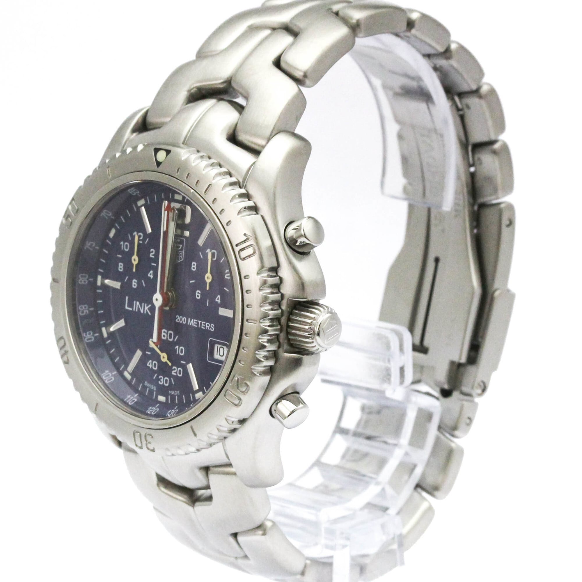 TAG HEUER Link Chronograph Steel Quartz Mens Watch CT1110 Polished — Very Good
