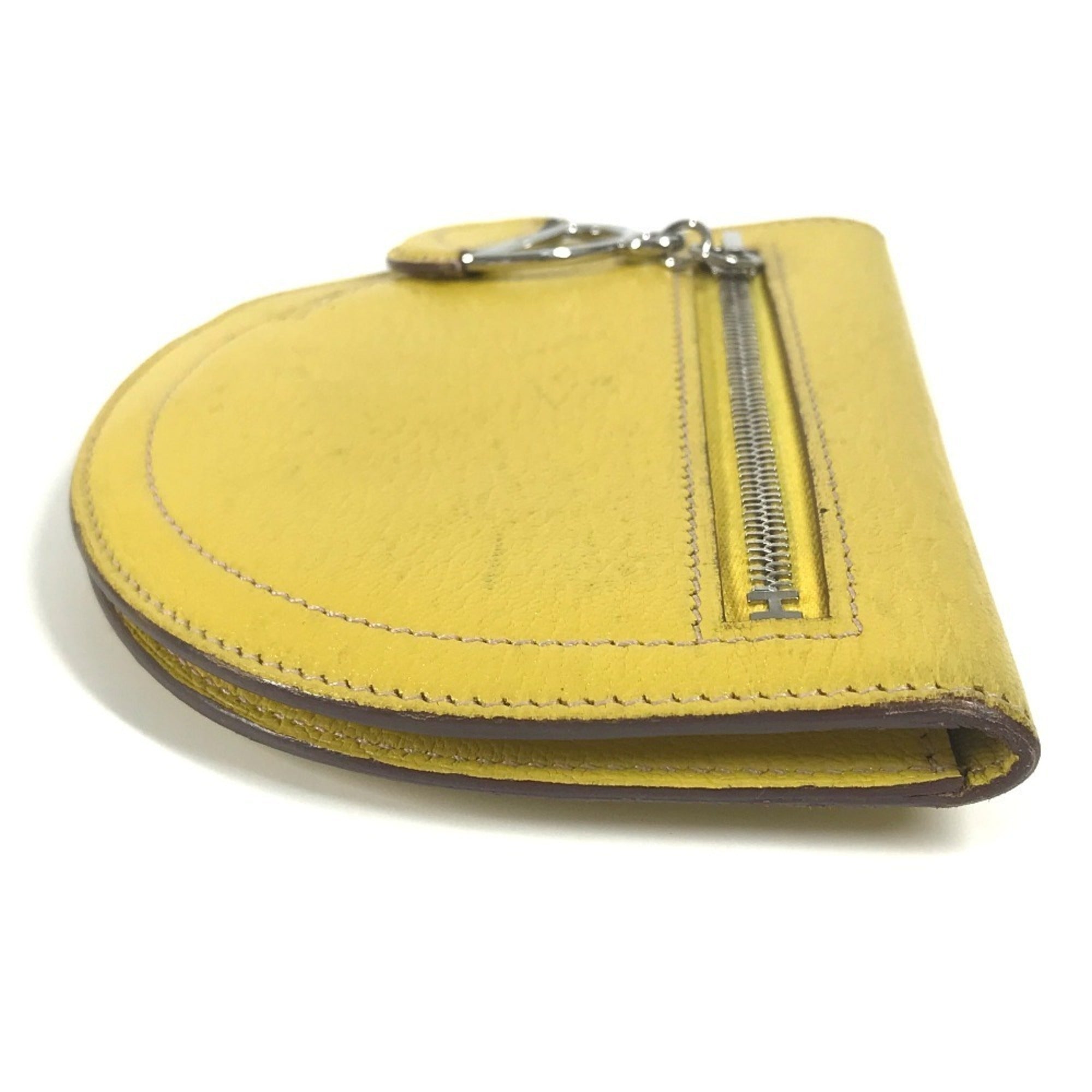 HERMES In the Loop Compact Wallet, Bifold Coin Case, Leather, Unisex, Yellow