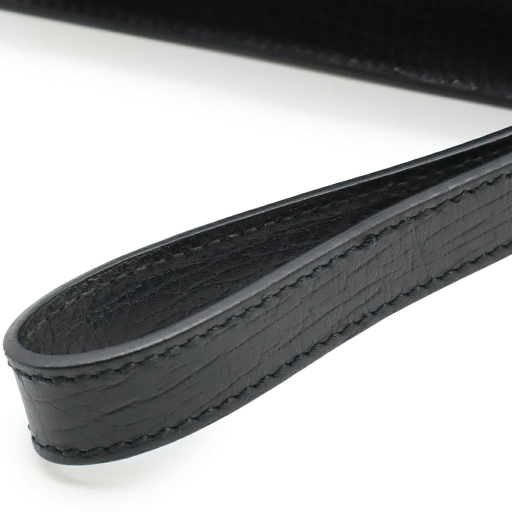 GUCCI Gucci Second Bag Clutch Embossed Leather Black 114686