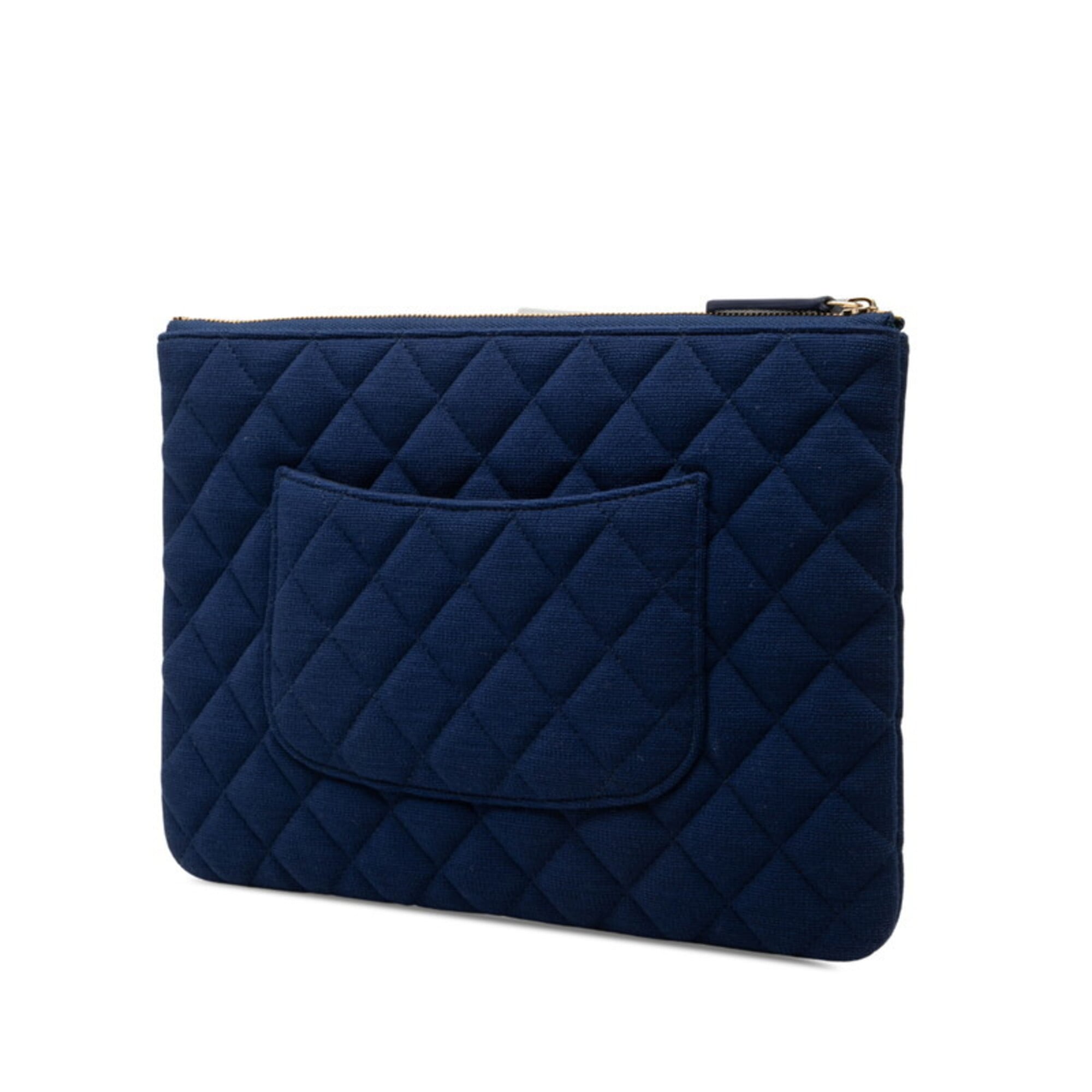 Chanel Matelassé Clutch Bag, Second Navy Canvas, Women's CHANEL — Like New