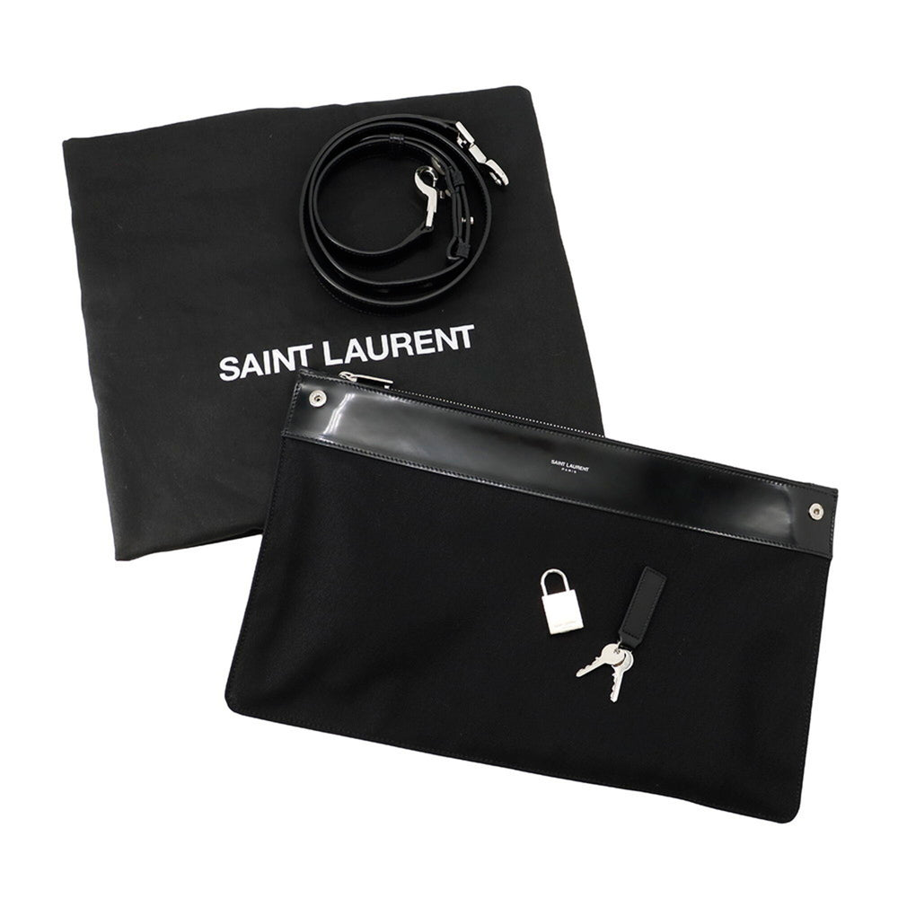 Yves Saint Laurent Saint Laurent Paris handbag, Sac de Jour, large, patent leather, 631526, SAINT LAURENT PARIS, 2-way shoulder bag, men's, black — Like New