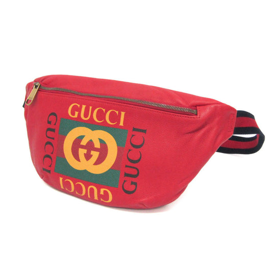 Gucci Logo Print 530412 Men,Women Leather Fanny Pack,Sling Bag Multi-color,Red Color