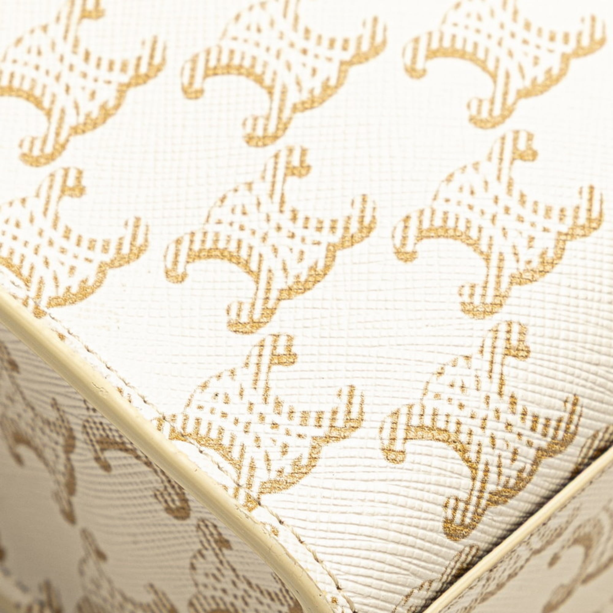 Celine Triomphe Mini Vertical Cabas Handbag/Shoulder Bag, 2-Way, White/Brown Leather, Women's, CELINE