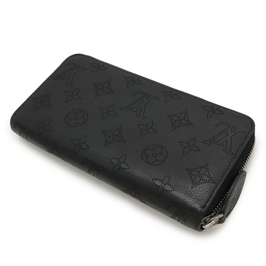 LOUIS VUITTON Monogram Mahina Zippy Wallet, Round Long Leather, Noir, Black, M61867