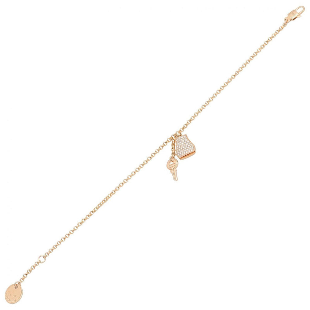 Hermes Kelly Clochette Small Bracelet PM Accessory 18KPG (Pink Gold) Diamond Women's Clear Gold Tone H220463B 00SH — Like New