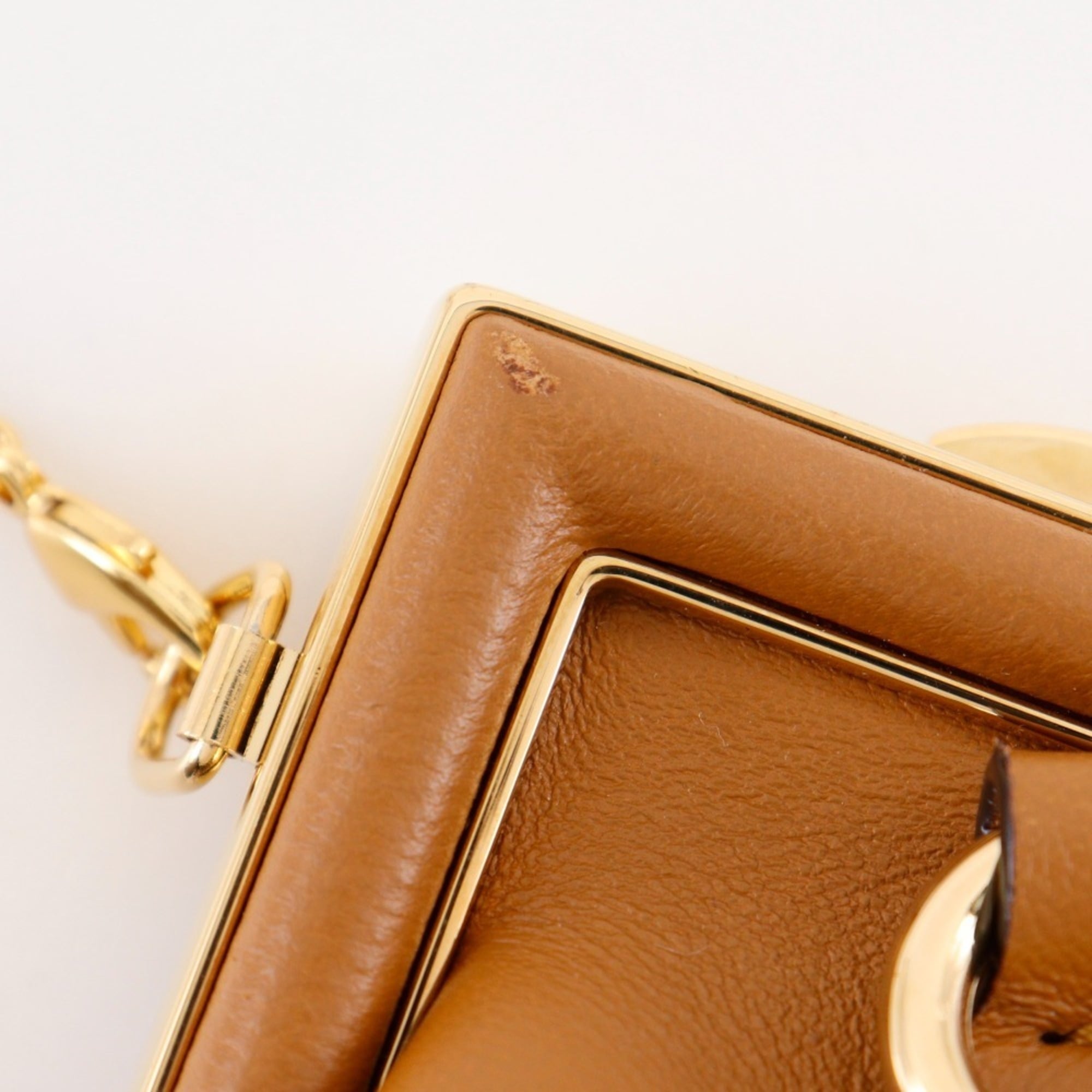 FENDI Nano First Shoulder Bag with Charm and Chain Pouch (7AS051) - Made in Italy, Leather, Clasp Purse, Women's