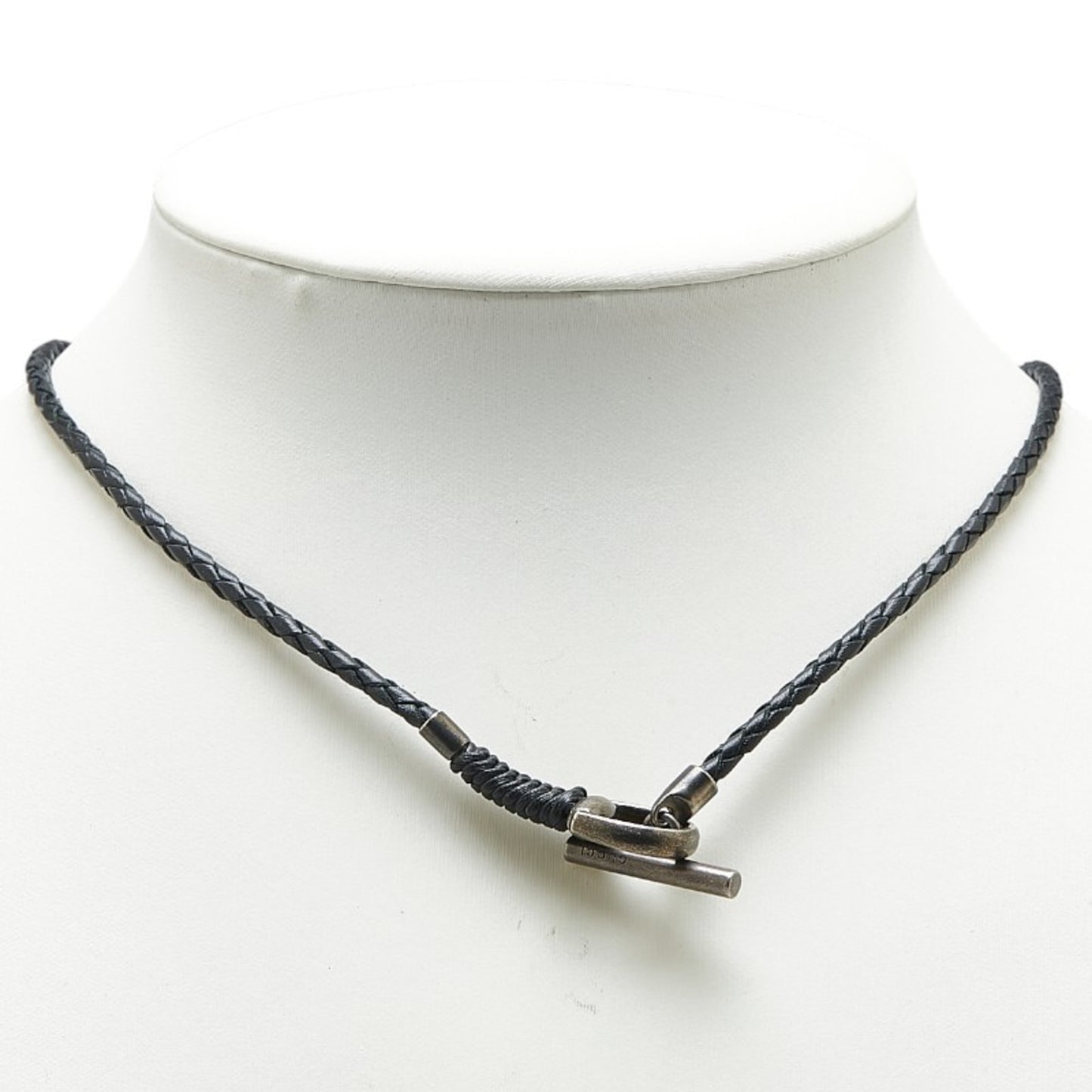 Gucci Horsebit Choker #18 Black Leather SV925 Silver Women's GUCCI