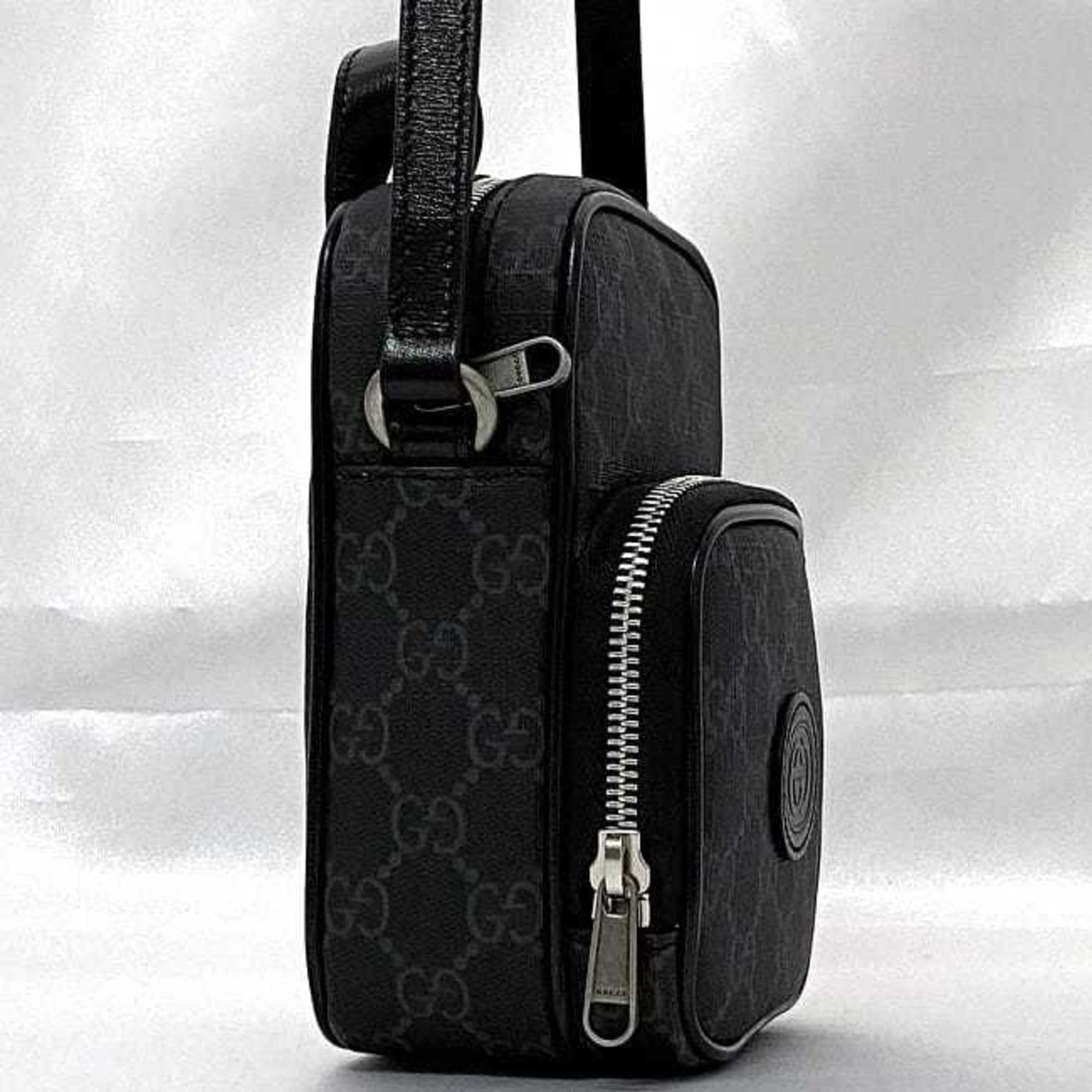 Gucci Shoulder Bag f-21810 Black Interlocking 672952 92TCN 1000U PVC Leather 0416 GUCCI Pochette Crossbody GG Supreme Unisex Women Men — Like New