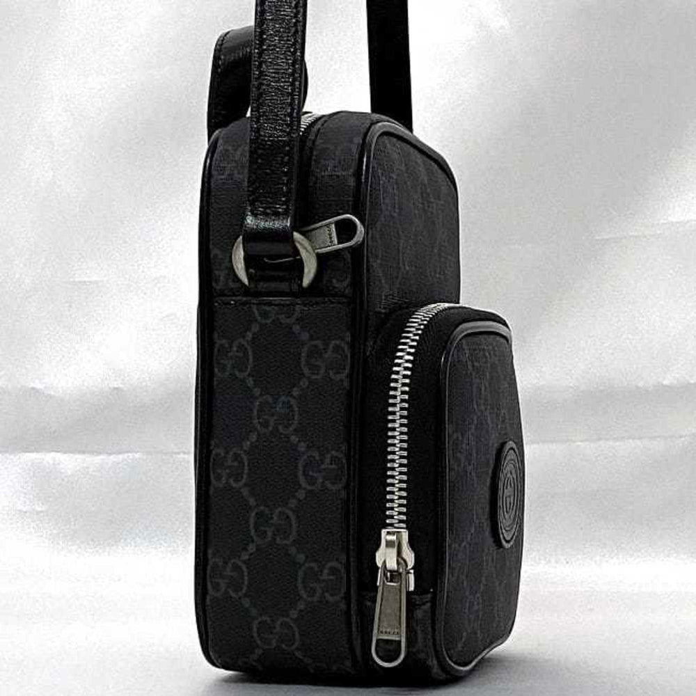 Gucci Shoulder Bag f-21810 Black Interlocking 672952 92TCN 1000U PVC Leather 0416 GUCCI Pochette Crossbody GG Supreme Unisex Women Men — Like New