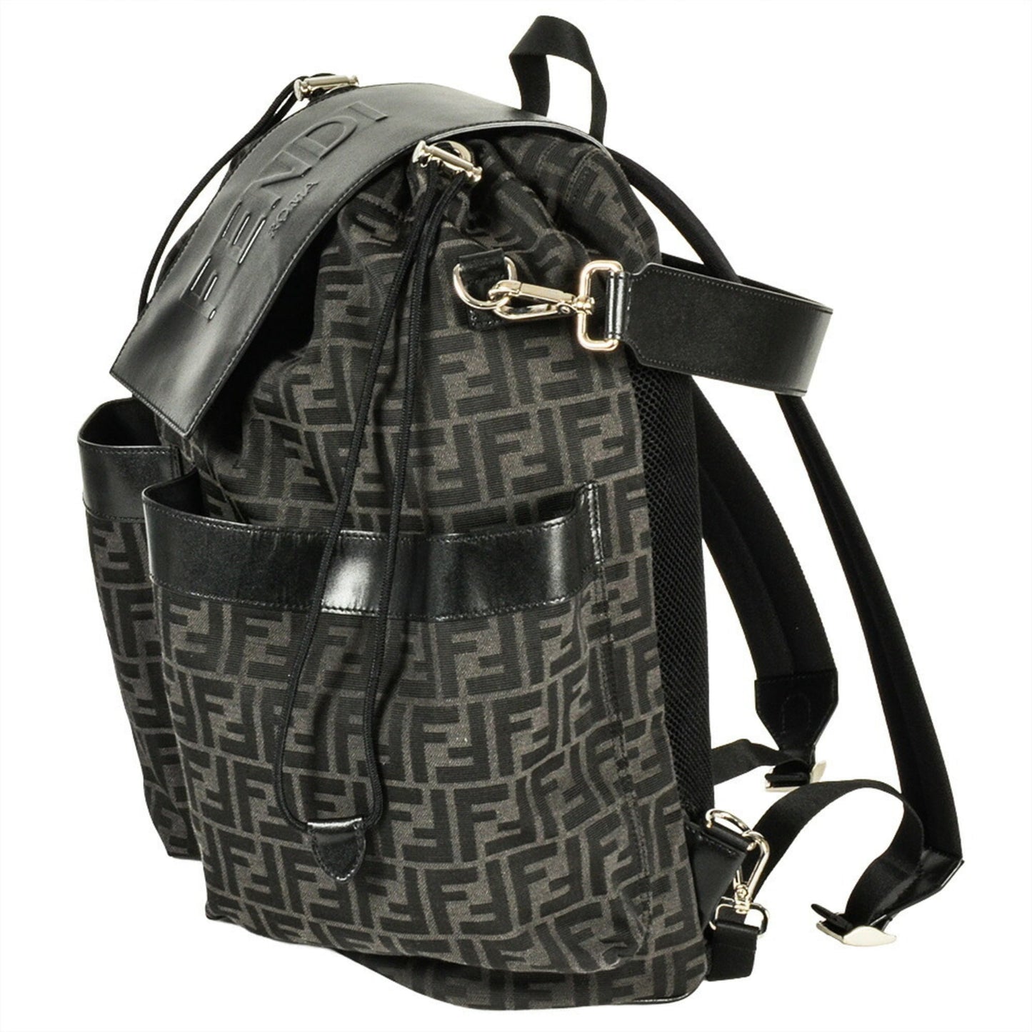 Fendi Strike Large Zucca Backpack 7VZ056AG0MF0NPN Black FF Jacquard