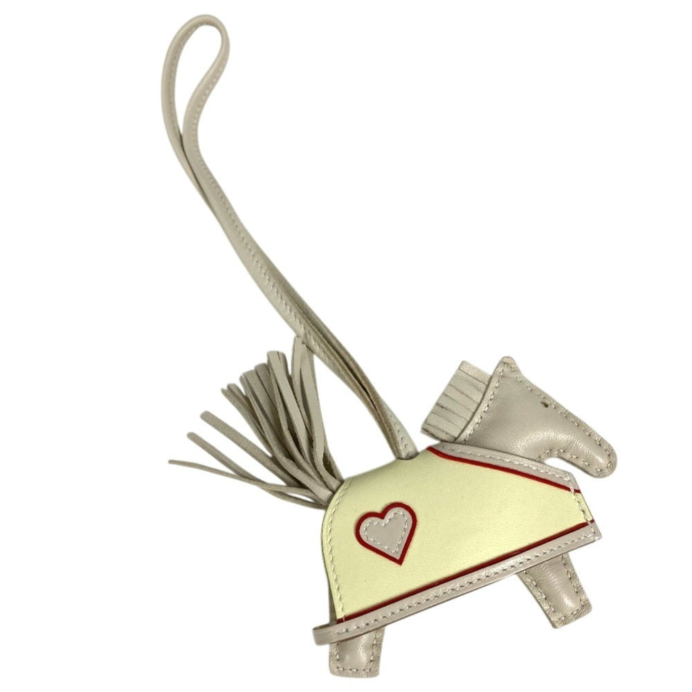 HERMES Hermes Horse Cheval Rodeo Robeo Coeur PM Heart Accessory Bag Charm Keychain Agneau Milo Men's Women's Clé Jaune Milton Rouge Ladue White Like New — New - Store Return