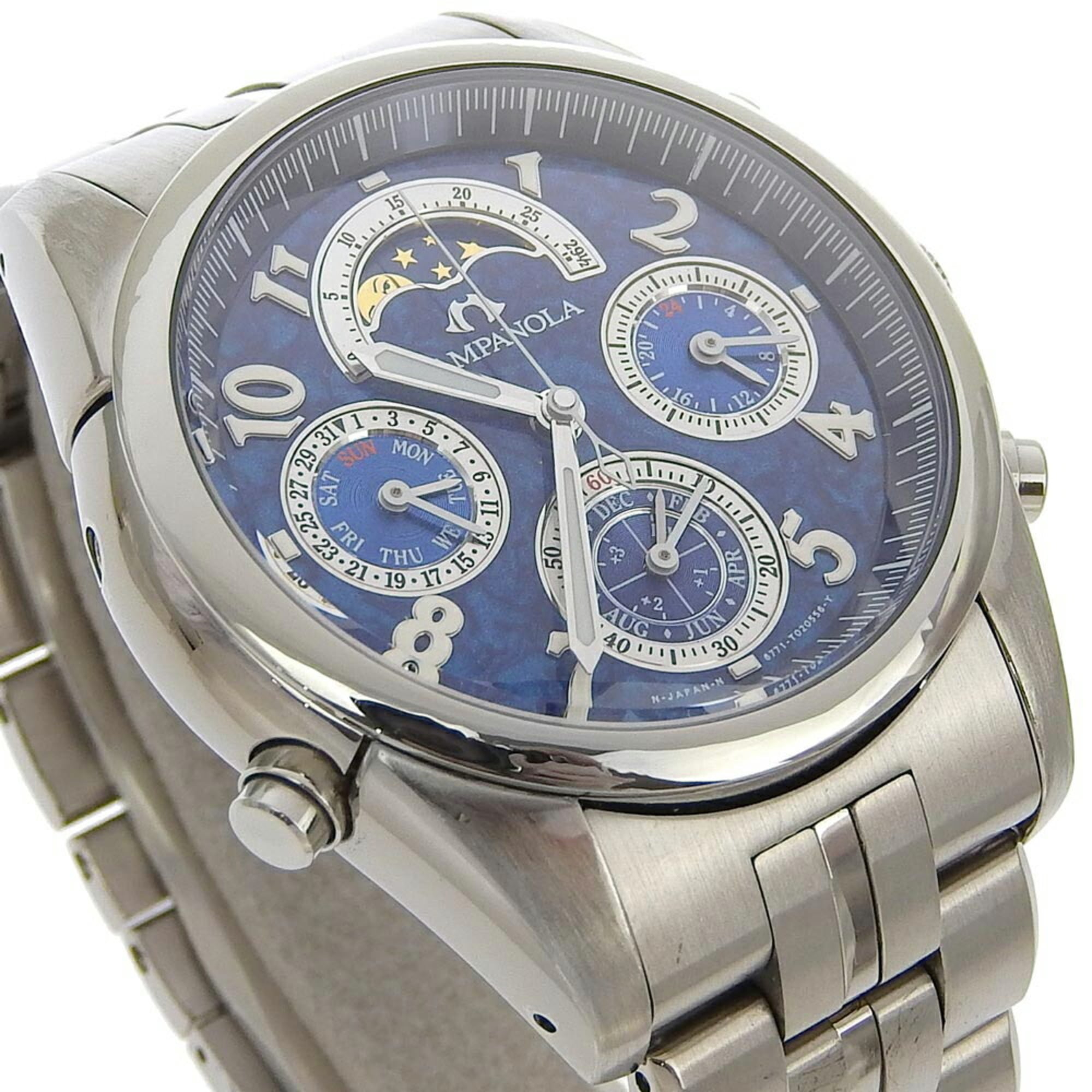 Citizen Campanola Watch Moon Face 6771-T010750-TA Stainless Steel Quartz Blue Dial Men's S111624325 — Good