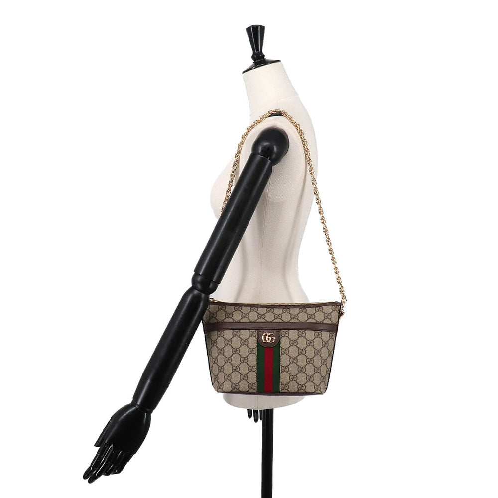 Gucci Ophidia Chain Shoulder Handbag, GG Supreme Canvas, Leather, Beige/Brown, 781397 Bag — New - Store Return
