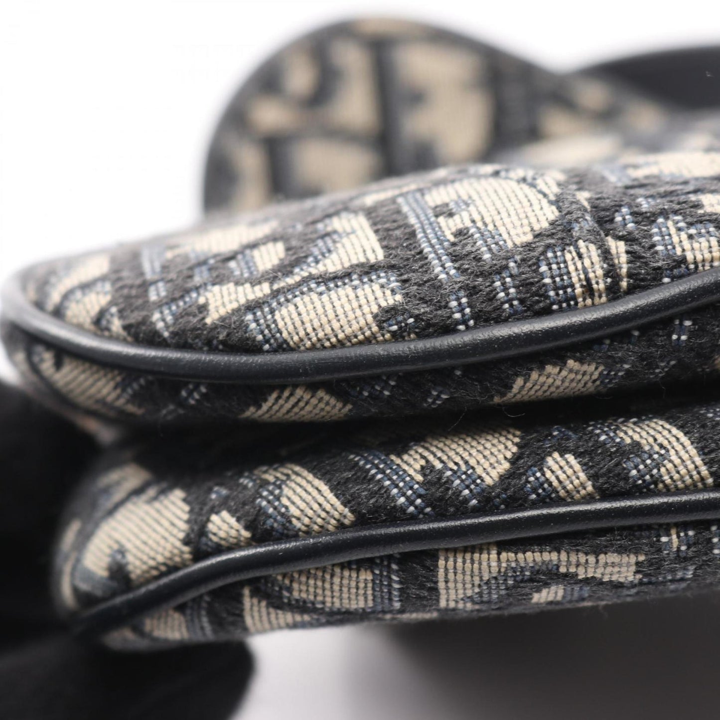 Christian Dior Dior Saddlebag Mini Oblique Jacquard Handbag Canvas Leather Women's Bag Ivory Navy Black