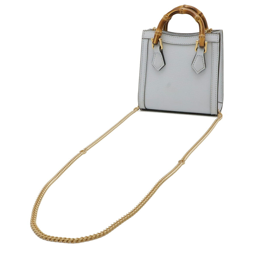 GUCCI Diana Nano Handbag Chain Shoulder Bag Leather Pale Blue 760251 — Like New