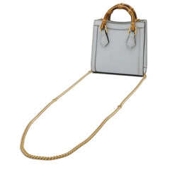 GUCCI Diana Nano Handbag Chain Shoulder Bag Leather Pale Blue 760251 — Like New