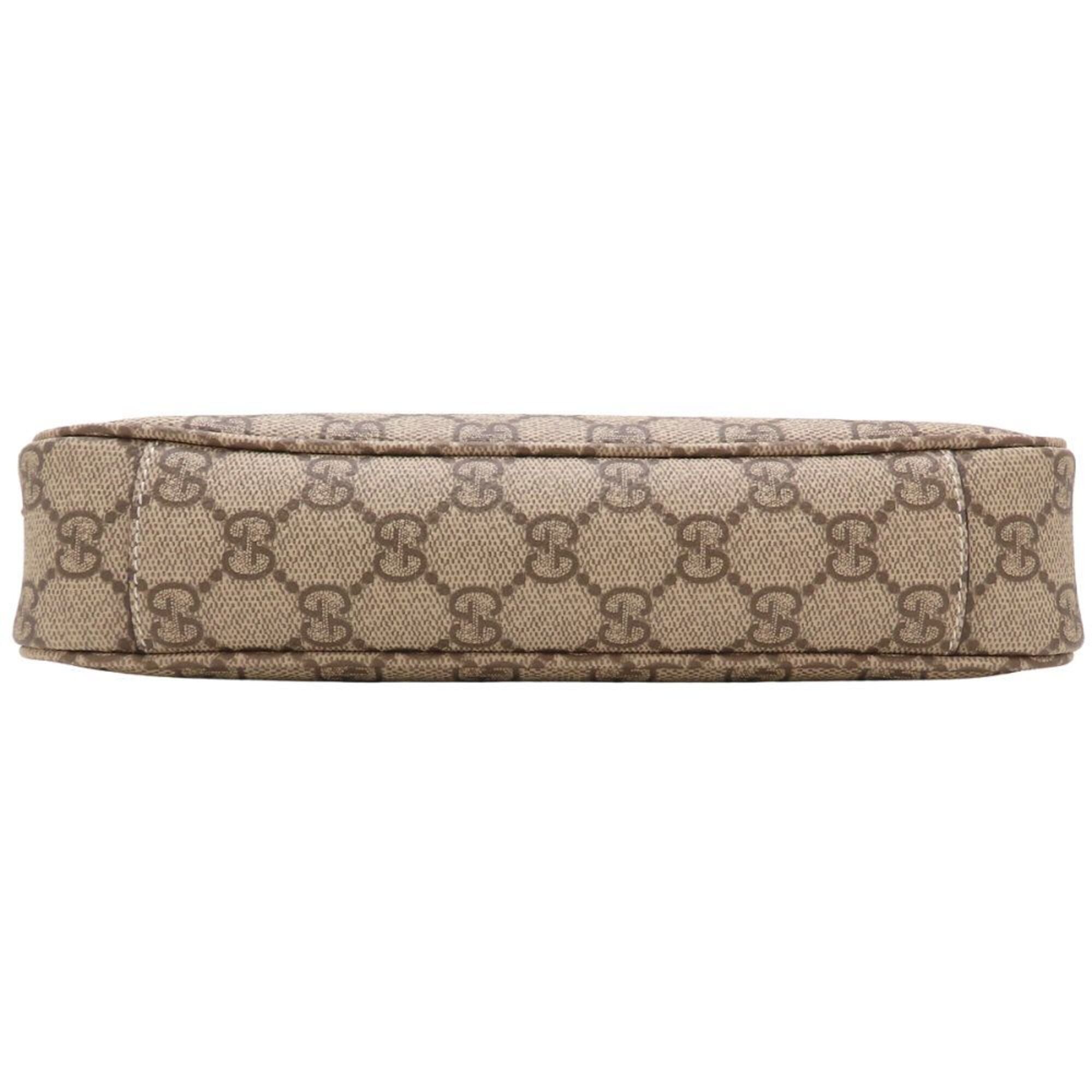 GUCCI GG Emblem Small 815218 Shoulder Bag Supreme x Leather Beige Brown Women's 353420 — Like New