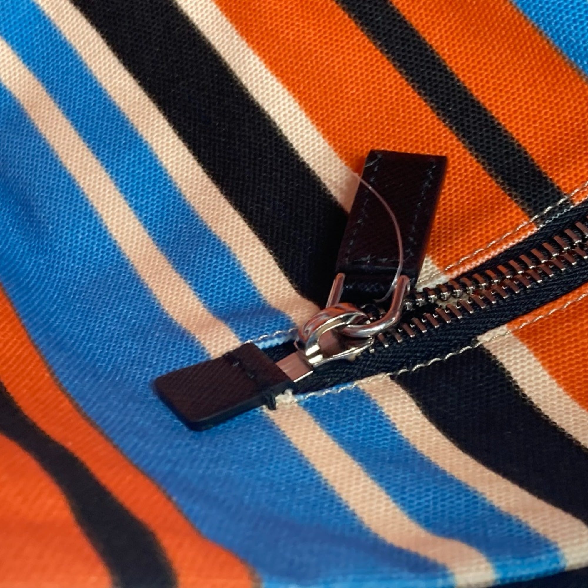 PRADA 2VY007 stripe bag crossbody Shoulder Bag Orange Blue x Black — Like New