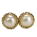 Chanel Coco Mark Metal Earrings with Faux Pearl and Gold Plated 94P Women's CHANEL