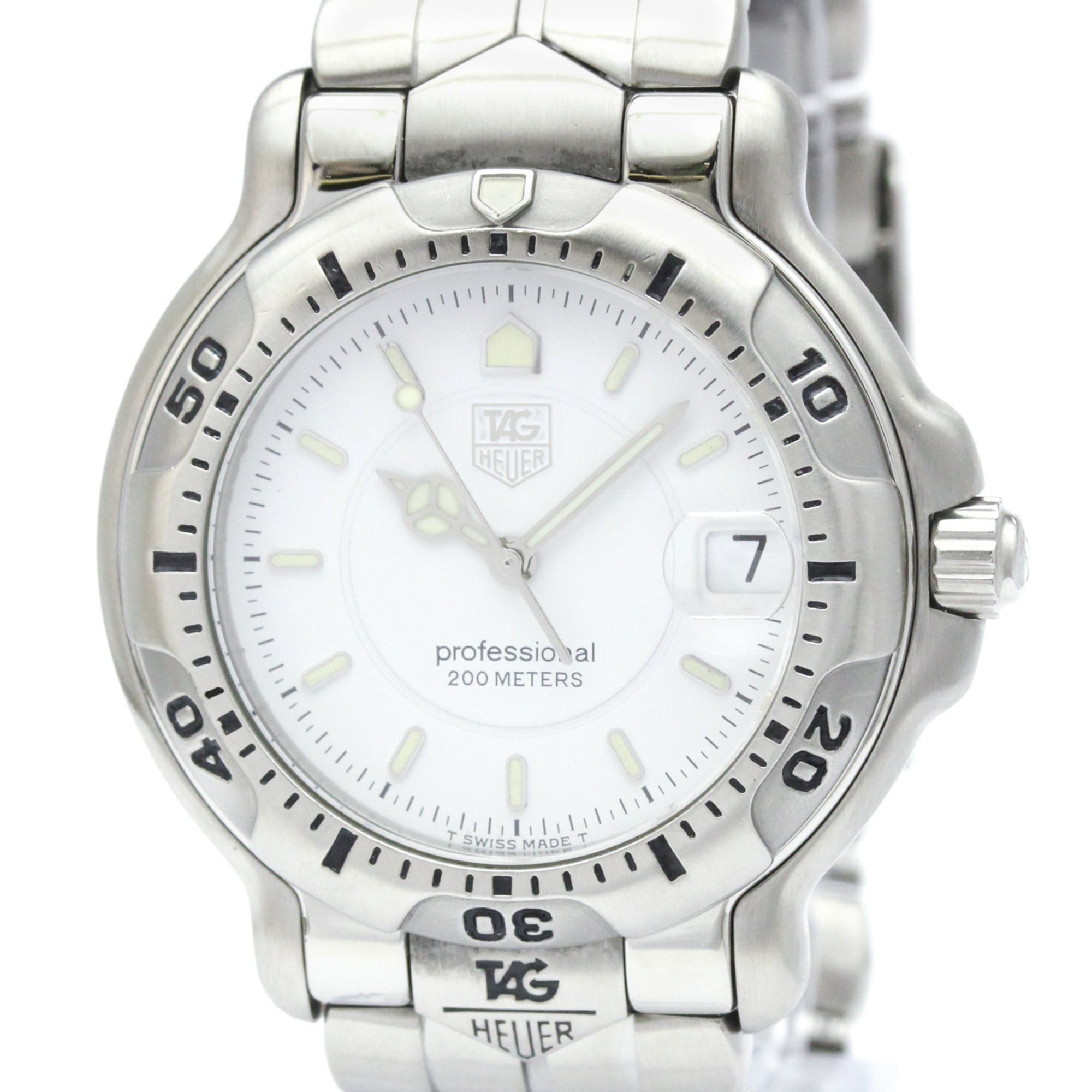 TAG HEUER 6000 Professional Steel Quartz Mens Watch WH1111 Polished — Very Good
