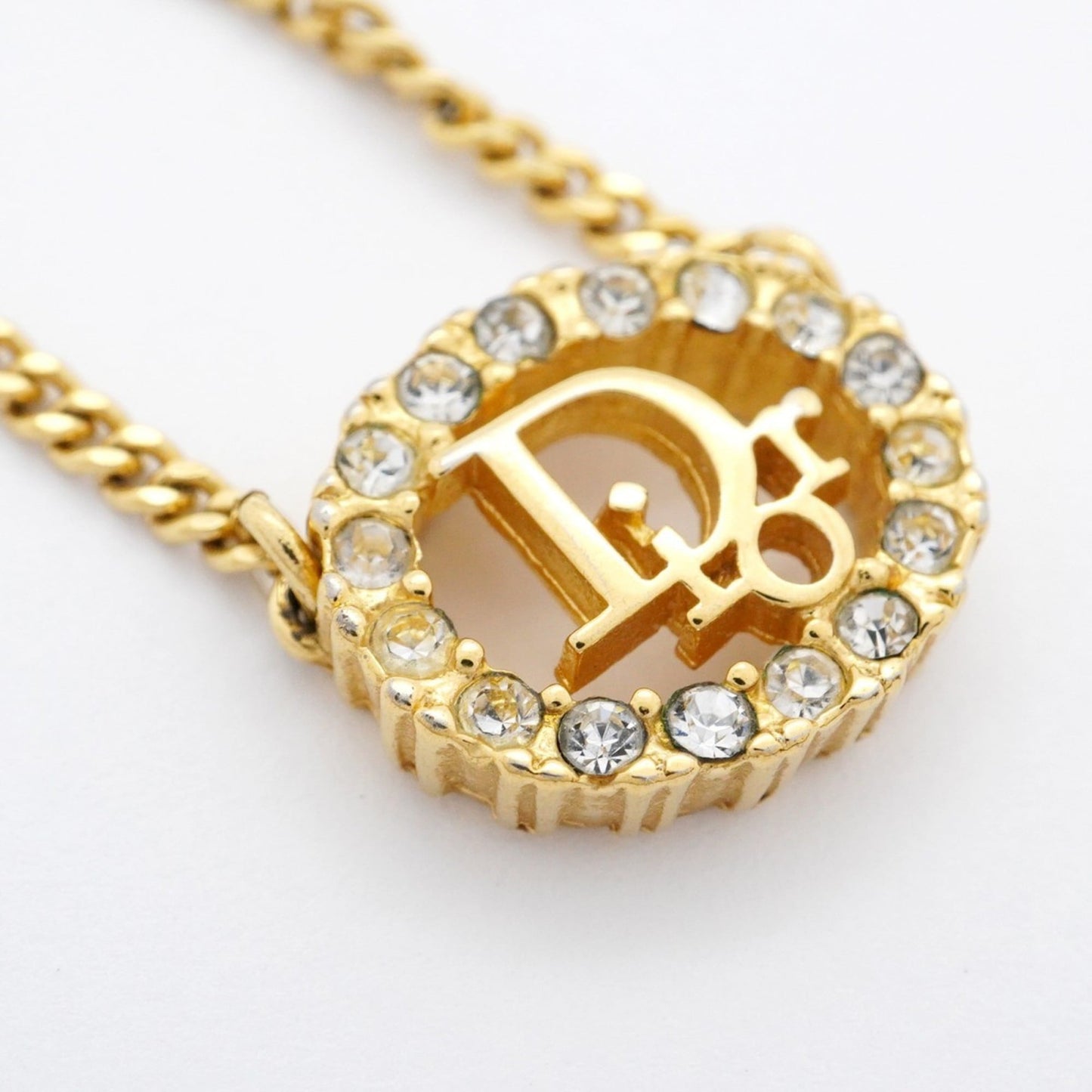 Christian Dior Oval Necklace with GP Plated Rhinestones in Gold for Women