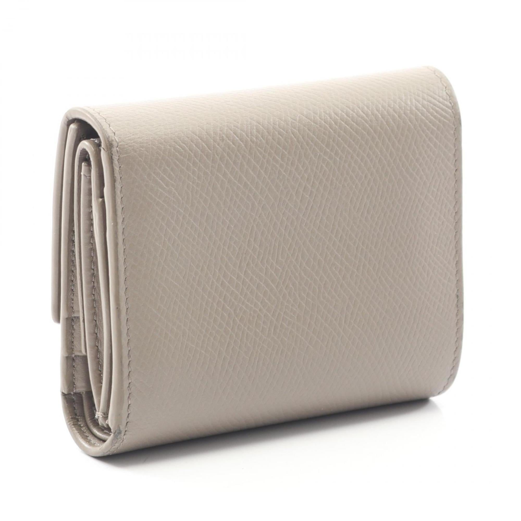 Celine Small Trifold Wallet, Leather, Women's, Beige, 10B573