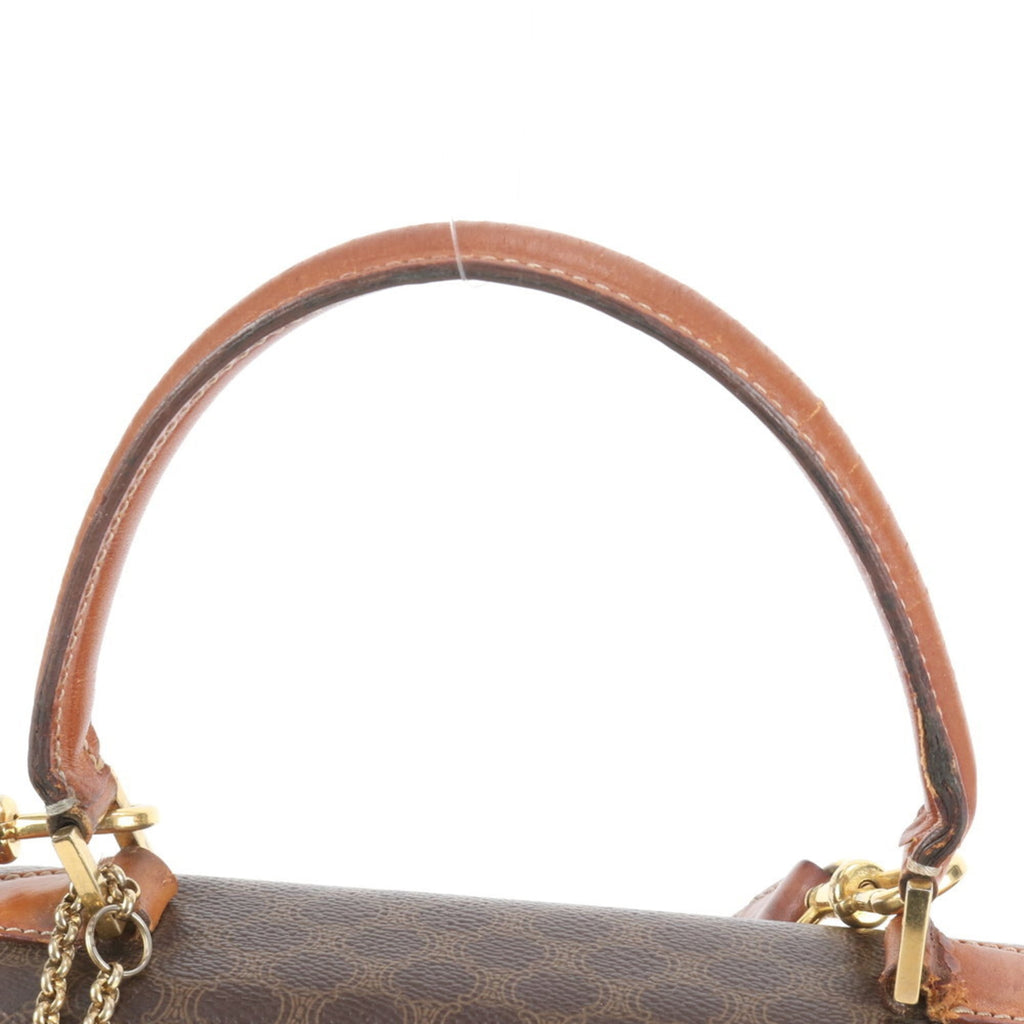 Celine Macadam Leather 2-Way Shoulder Bag/Handbag Brown Women's