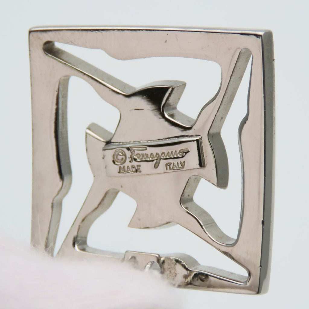 Salvatore Ferragamo earrings, metal silver square plated, for women.
