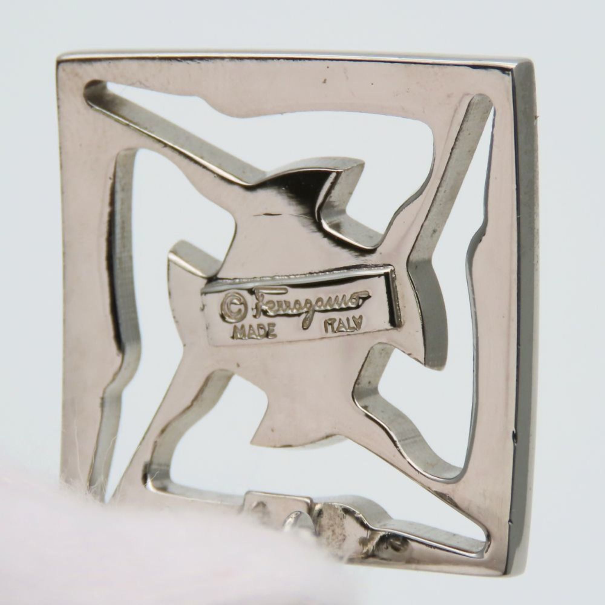 Salvatore Ferragamo earrings, metal silver square plated, for women.