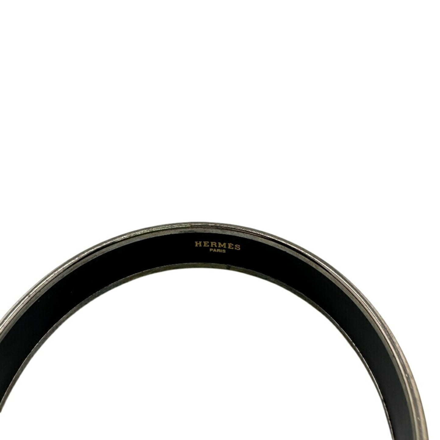 HERMES Caleche Bracelet, Enamel, Black, Women's