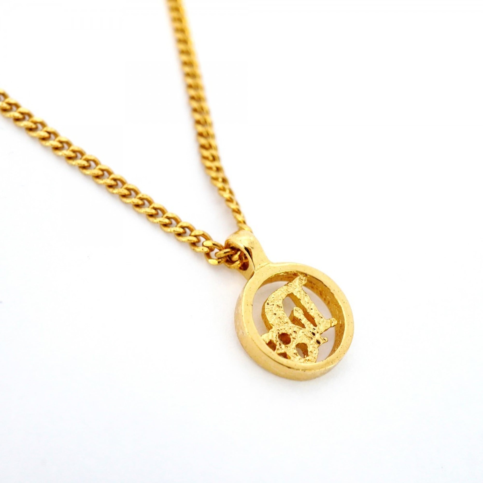 Christian Dior Necklace Circle GP Plated Gold for Women