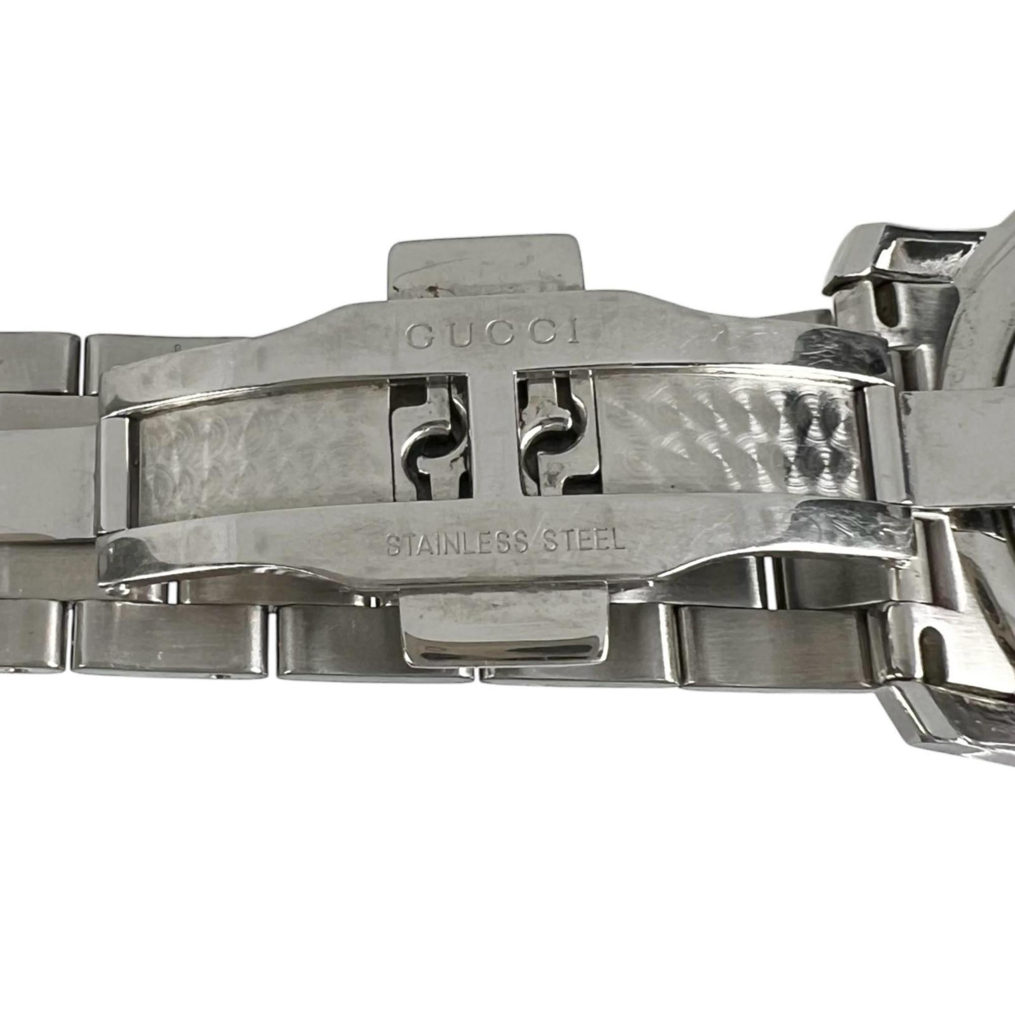 Gucci G-Class 5500XL Men's Stainless Steel Quartz Watch with Analog Display and White Dial