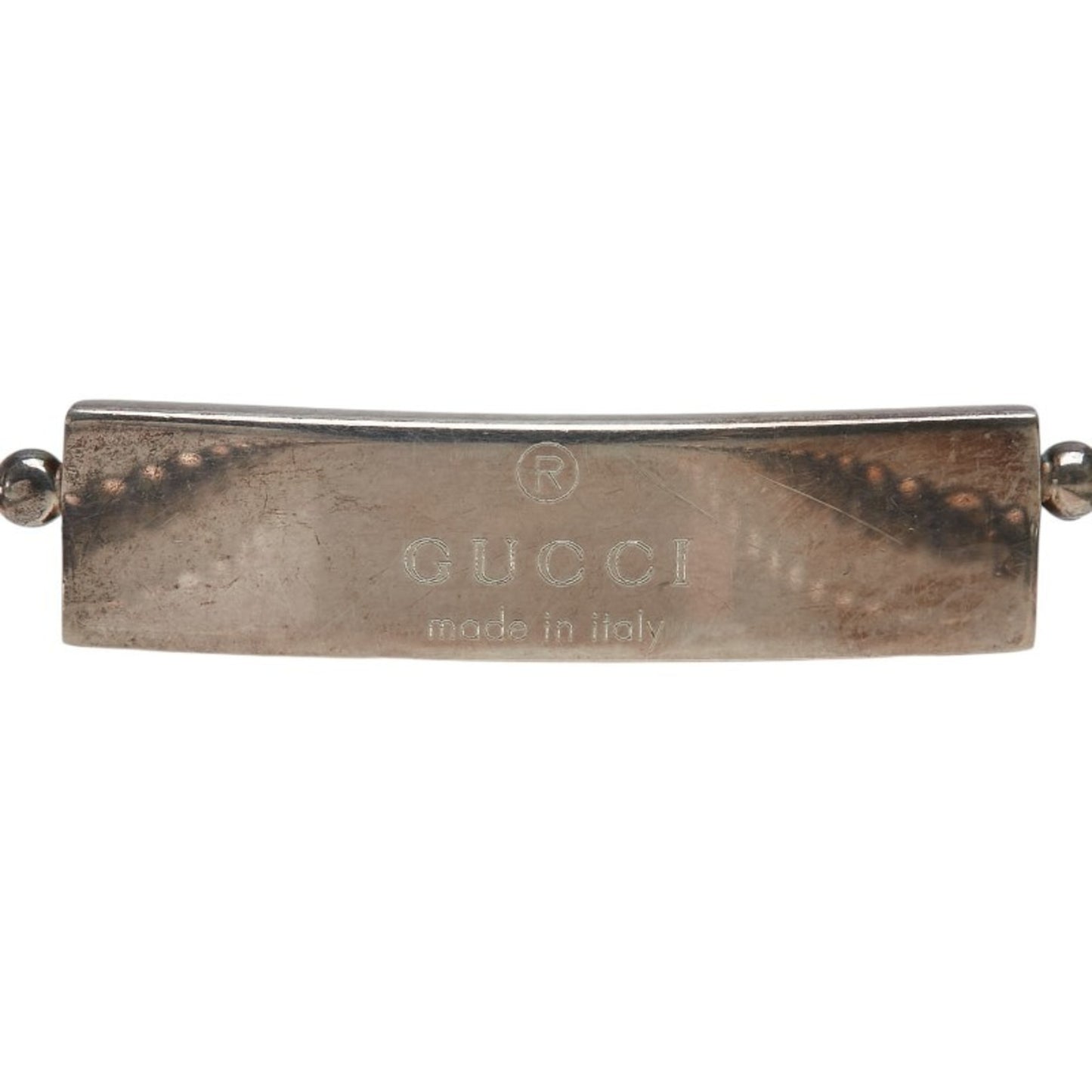 Gucci logo plate ball chain necklace choker in SV925 silver for women.
