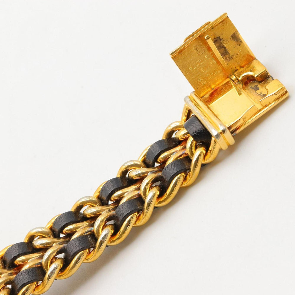 CHANEL Premiere M Watch, Gold-Plated, with Leather Strap, Black, Women's, H0001 — Very Good