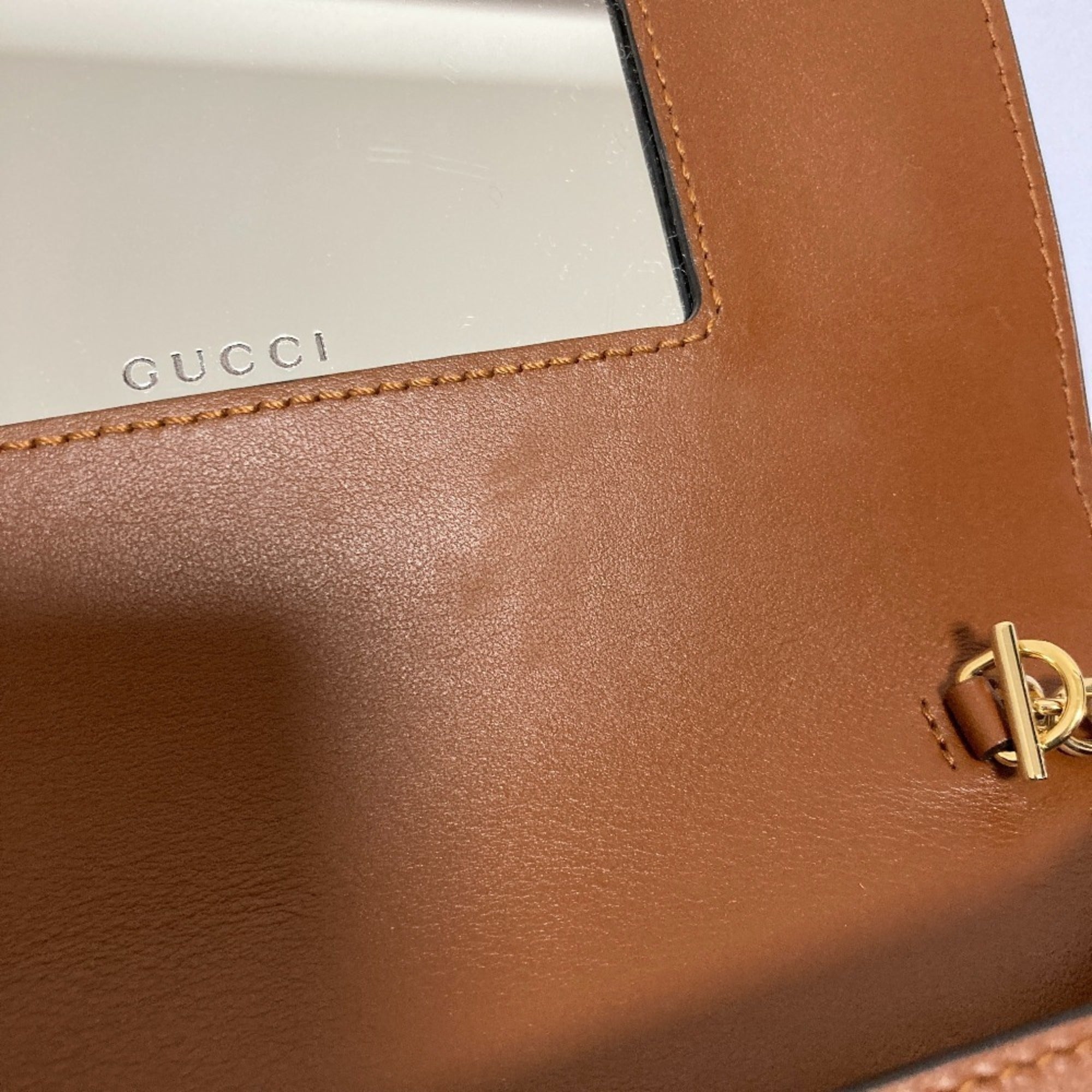 GUCCI GG Matelasse Leather Wallet, Chain Shoulder Bag, 723787, Brown, Women's — Like New