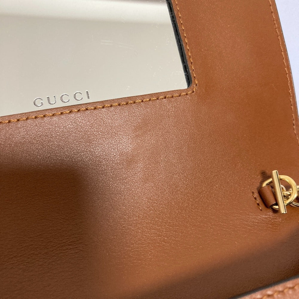 GUCCI GG Matelasse Leather Wallet, Chain Shoulder Bag, 723787, Brown, Women's — Like New