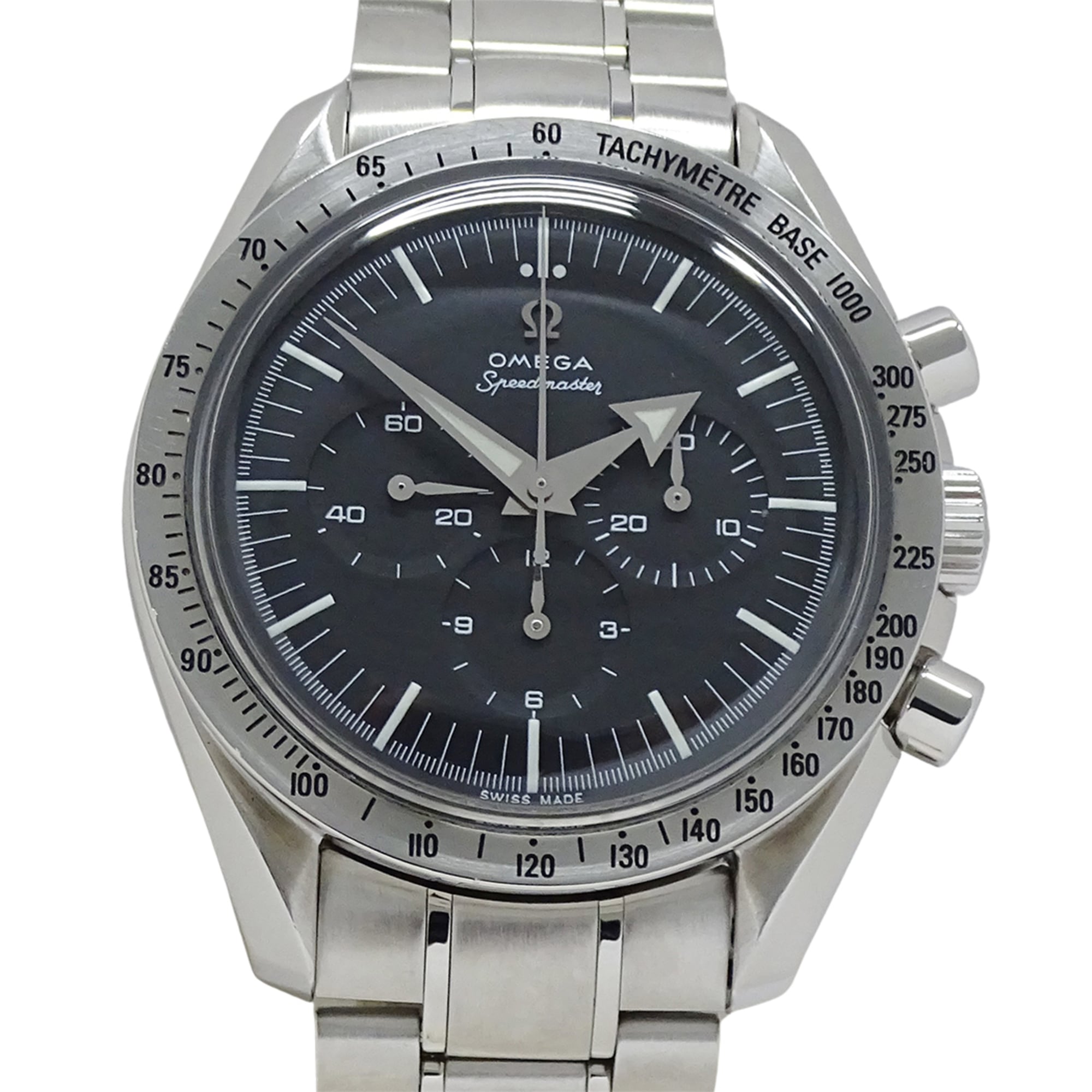 Omega Speedmaster First Replica 3594.50 Men's Watch, Brand Name, Chronograph, Manual Winding, Stainless Steel (SS), Silver, Black — Good