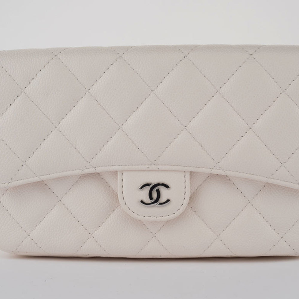 Chanel Matelasse Flap Phone Case Shoulder Bag White Women's Caviar Skin CHANEL — Like New