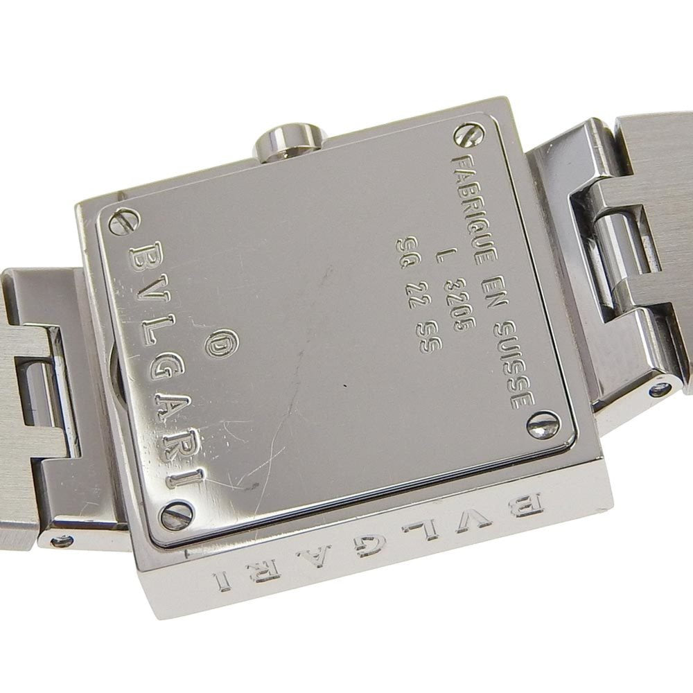 BVLGARI Quadrado SQ22SS Stainless Steel Watch with Quartz Movement, Analog Display, Black Dial, for Women — Good