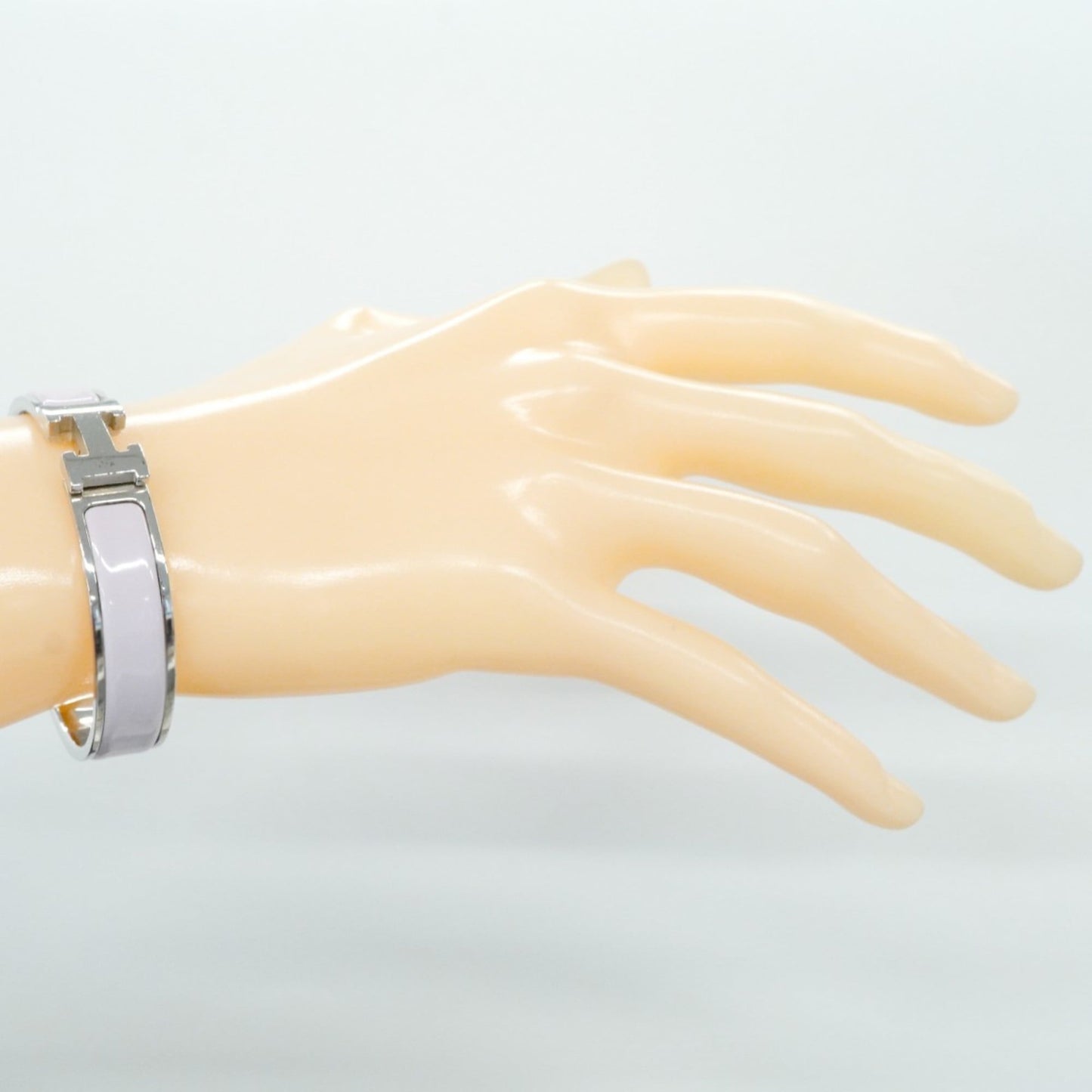 Hermes Click Clack PM Bangle, Metal, Silver, Pink, Women's