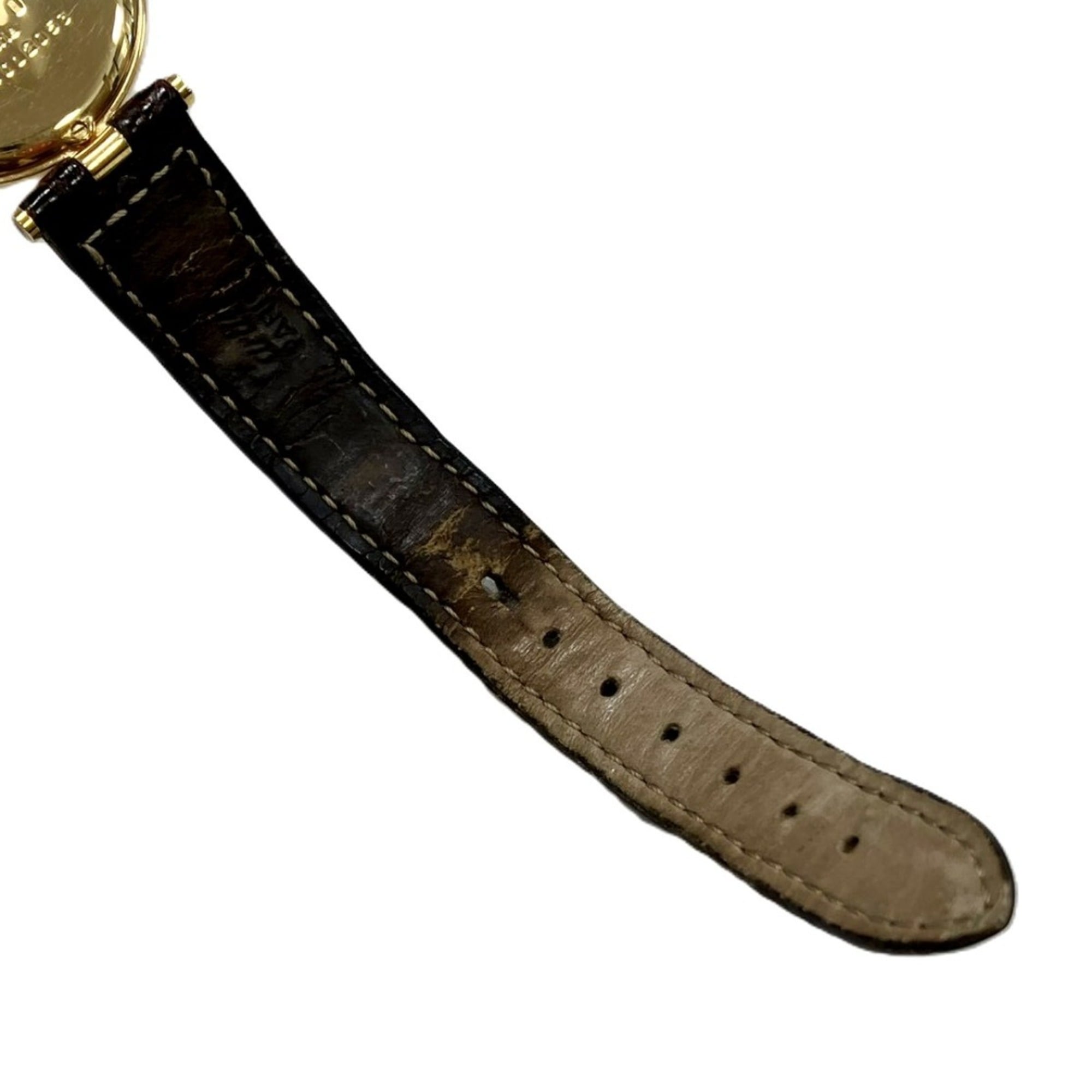 Cartier Vendome Louis LM Watch, Total Weight 25g, 18K Gold Leather Strap, Quartz Movement, White Dial, 81001 — Good