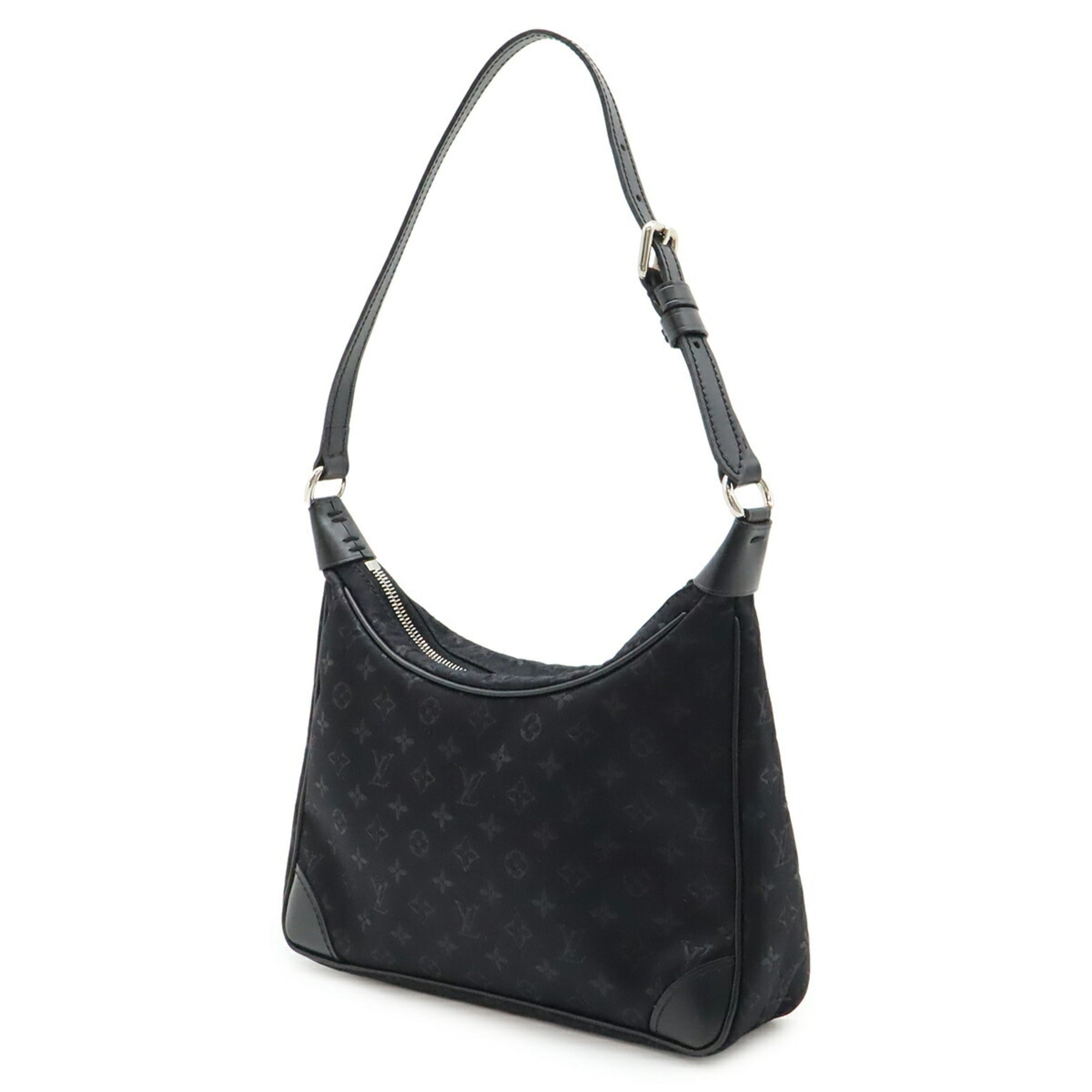 LOUIS VUITTON Monogram Satin Little Boulogne Pouch Bag in Leather, Noir and Black, M92142 — Like New