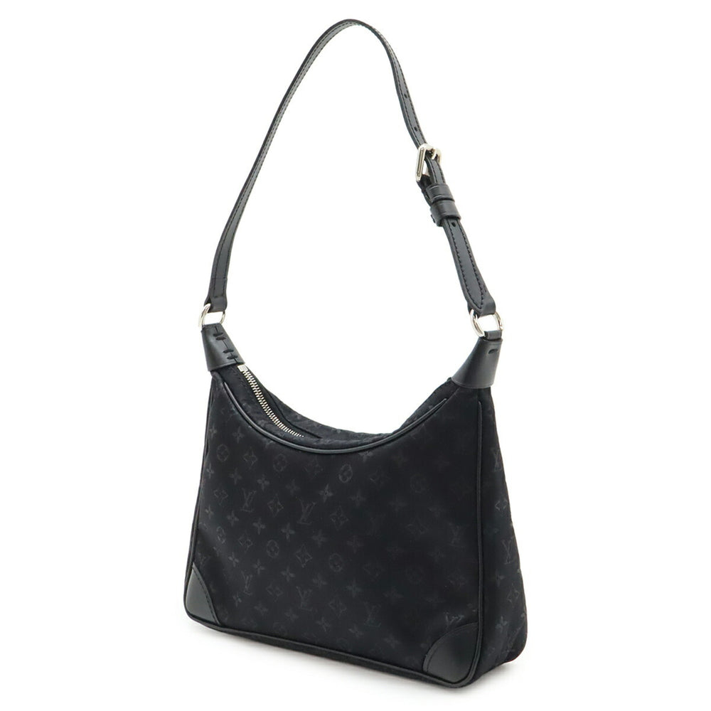 LOUIS VUITTON Monogram Satin Little Boulogne Pouch Bag in Leather, Noir and Black, M92142 — Like New