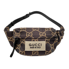 GUCCI GG Jacquard Ripstop Waist Bag Belt 767934 Nylon Brown Men's Women's — Like New