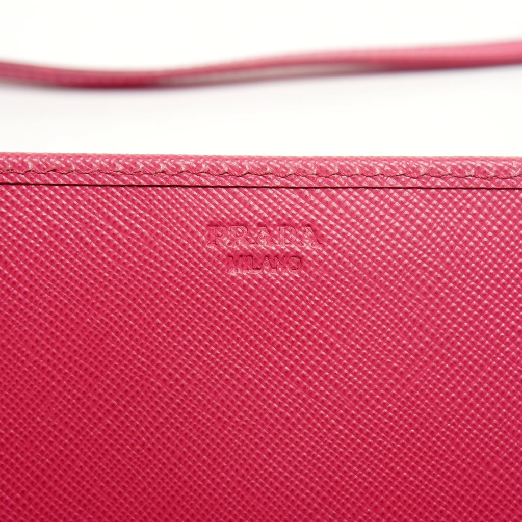 Prada Le Bon Saffiano Leather Wallet Shoulder Bag in Pink