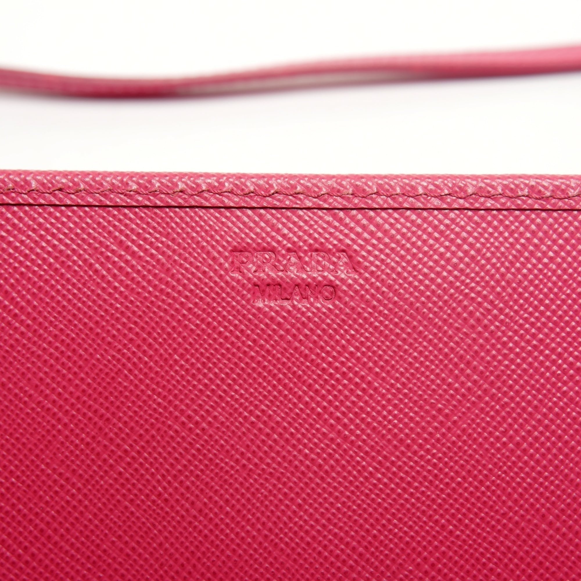 Prada Le Bon Saffiano Leather Wallet Shoulder Bag in Pink